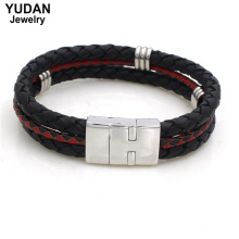 Braiding leather bracelet men with buckle leather bracelet